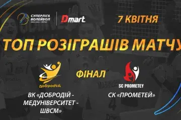 Фінал Суперліги-Дмарт. ТОП розіграшів матчу ВК «ДоброДій-Медуніверситет-ШВСМ» - СК «Прометей»